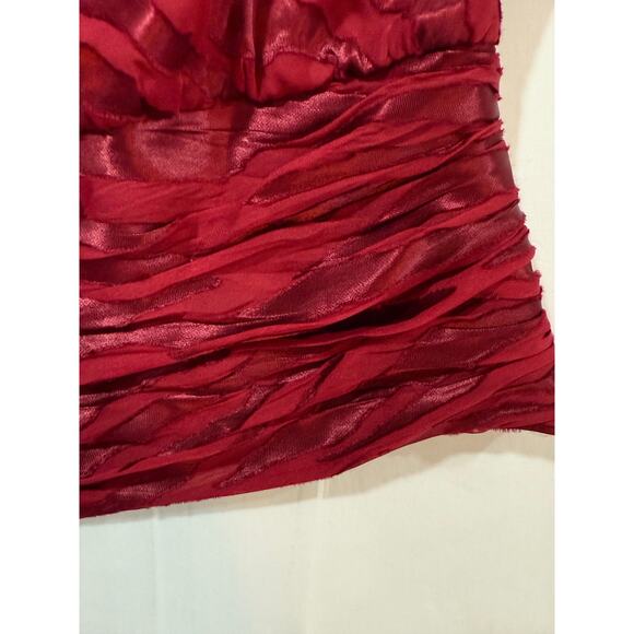 White House Black Market WHBM Red Zebra Burnout Silk Blend Top Size 8P (038) - Picture 4 of 10